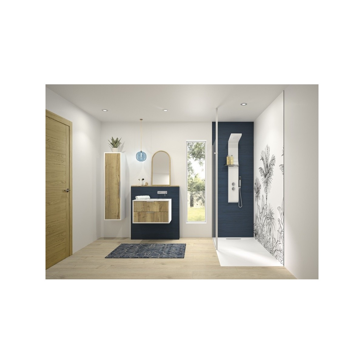 Panneau mural Kinewall Design 3 mm 100x202 teck horizon bleu outremer - KINEDO PM564 