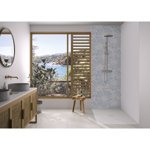 Panneau mural Kinewall Design 3 mm 100x202 faïence tissé bleu rosace - KINEDO PM588 