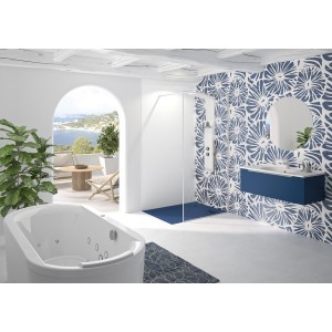 Panneau mural Kinewall Design 3 mm 125x202 faïence tissé bleu marine rosace - KINEDO PM789 
