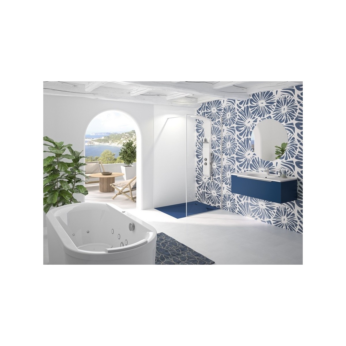 Panneau mural Kinewall Design 3 mm 150x202 faïence tissé bleu marine rosace - KINEDO PM989 