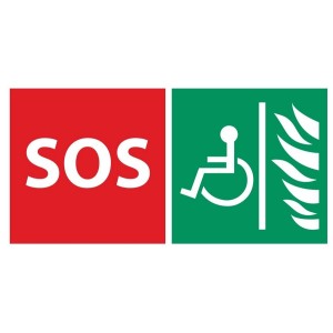 Jeu de 2 stickers (SOS & PMR sur fond vert) pour platine IX - AIPHONE EASIX 