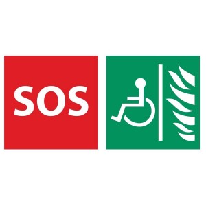Jeu de 2 stickers (SOS & PMR sur fond vert) pour platine LEF - AIPHONE EASLEF 