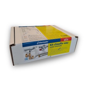 Kit chauffe-eau complet : groupe de sécurité 3/4" NF + siphon + 2 flexibles inox + évacuation - THERMADOR BKCE