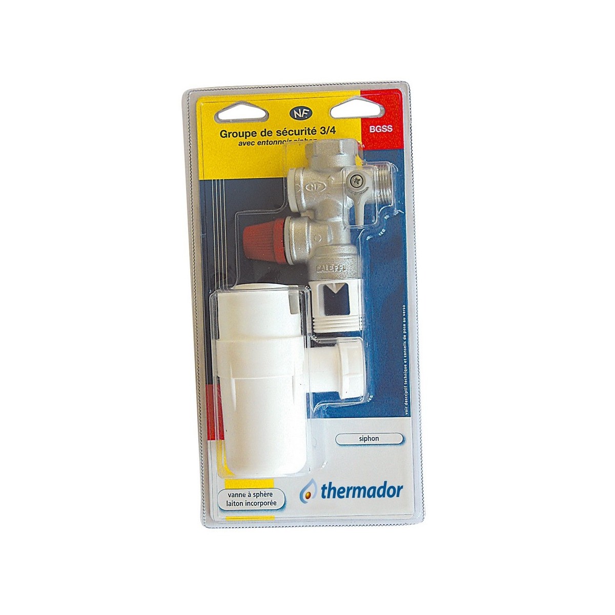 Groupe de sécurité vertical 3/4" NF avec siphon pour chauffe-eau - THERMADOR BGSS 