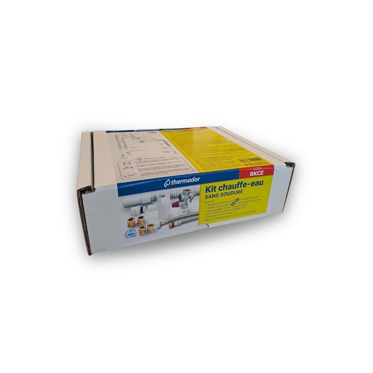 Kit chauffe-eau groupe de sécurité + siphon + 2 flexibles inox + évacuation - THERMADOR BKCE 