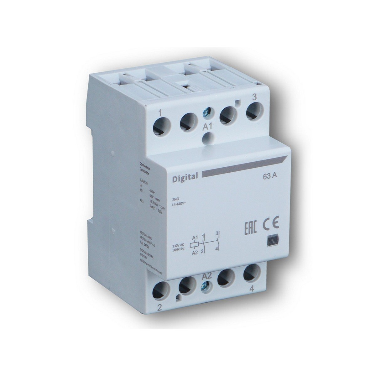 Contacteur 2x63A 220Vac 2NO - Digital electric 04516 