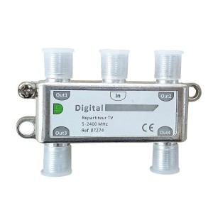 Répartiteur TV Coax 4S 2400Mhz - Digital electric 07274 