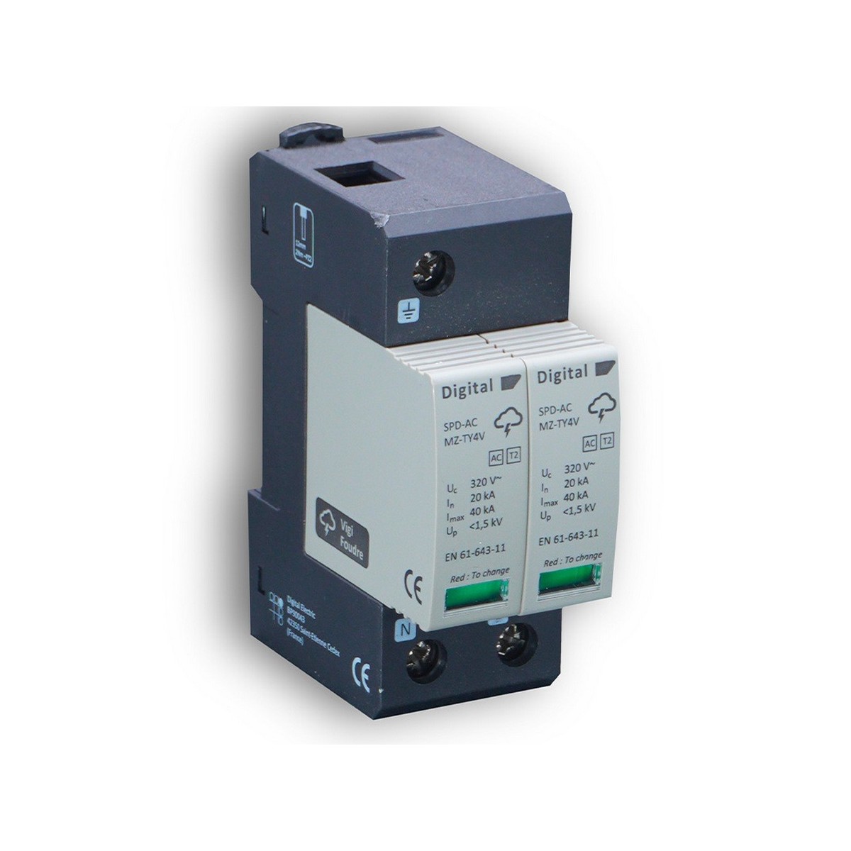 Parafoudre AC 2P/Imax 40kA/Type II - Digital electric 08202 