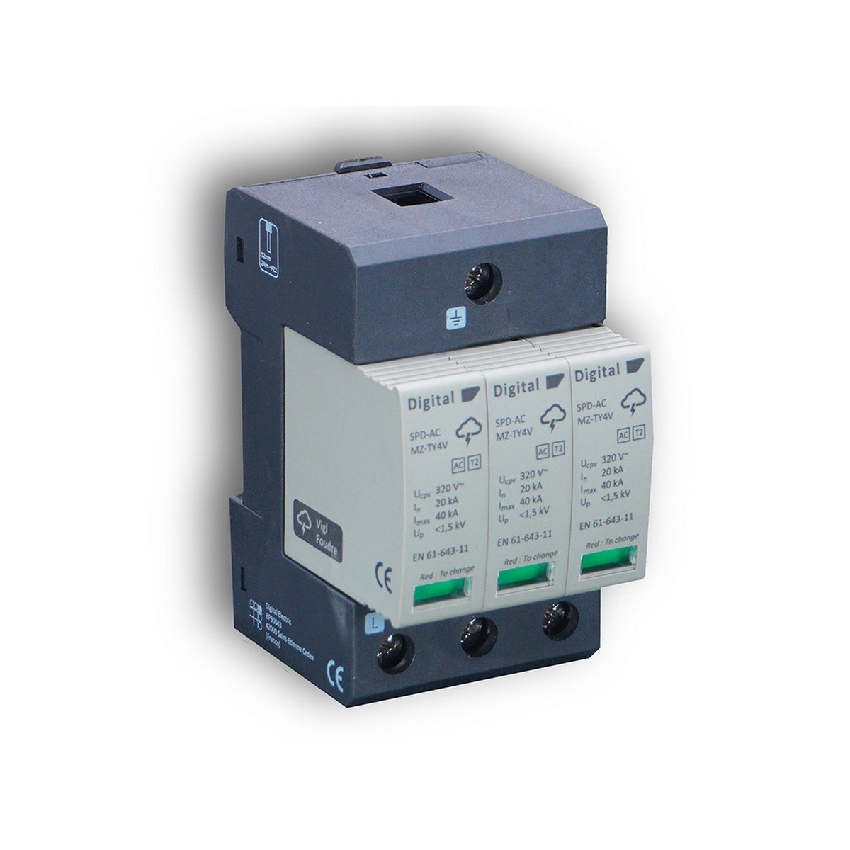 Parafoudre AC 3P/Imax 40kA/Type II - Digital electric 08203 