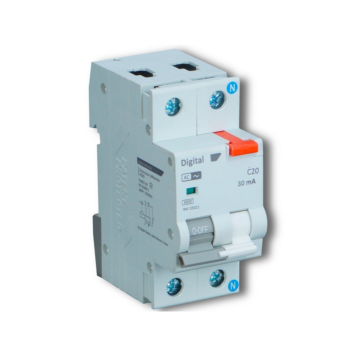 Disjoncteur Différentiel 20A/300mA Type AC 6kA - Digital electric 03321 