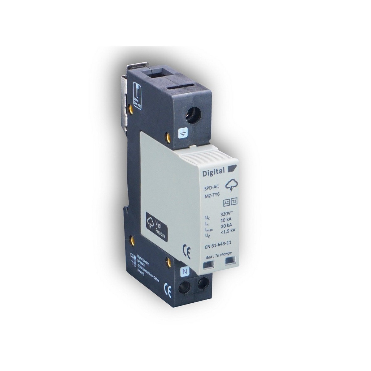 Parafoudre compact Ph+N/Imax 20kA/Type II - Digital electric 08102 
