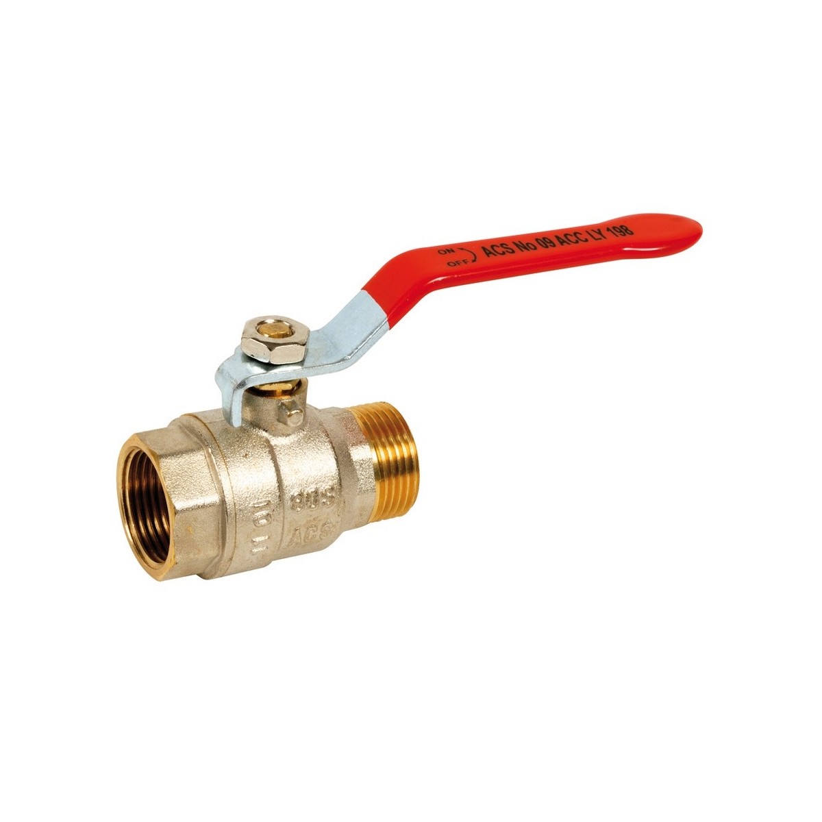Vanne à sphère quart de tour mâle-femelle 1"1/2 poignée rouge - THERMADOR 581008 