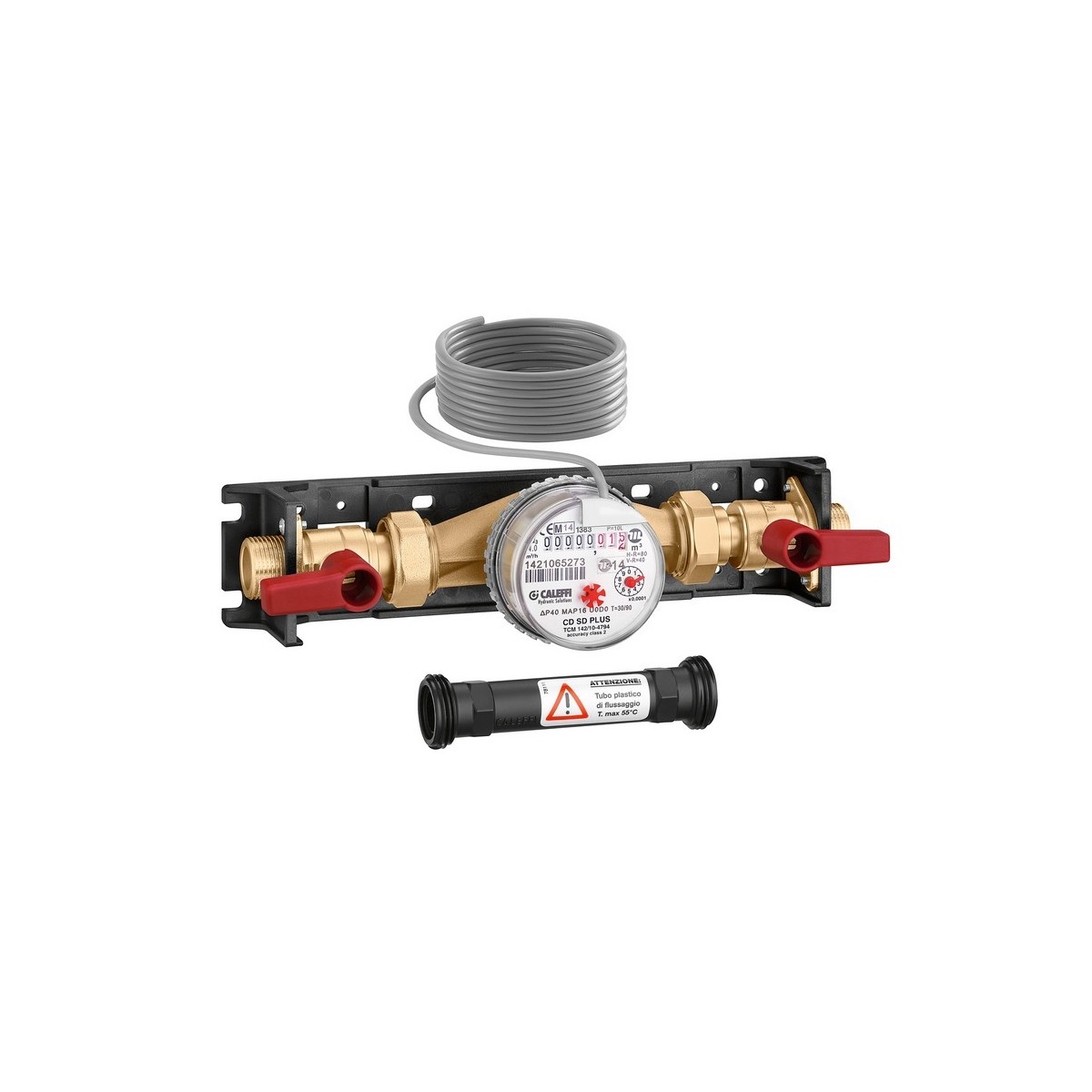 Kit compteur à impulsion pour eau chaude sanitaire plaque de montage vanne d'isolement raccord 3/4" - THERMADOR 700051 