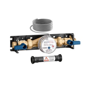 Kit compteur à impulsion pour eau froide sanitaire plaque de montage vanne d'isolement raccord 3/4" - THERMADOR 700053 