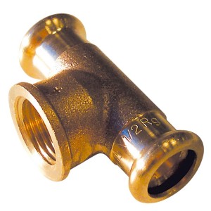 Té laiton à sertir 8130G Ø16 taraudé femelle 1/2" chauffage et sanitaire - THERMADOR 8130G161516 