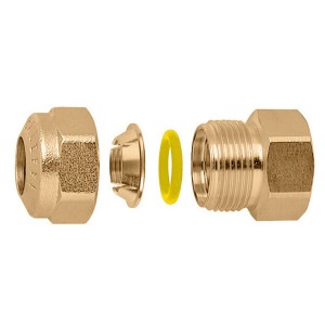 Raccord mécanique O-ring laiton 3/4" femelle Ø16 pour tube cuivre - THERMADOR 9002016 