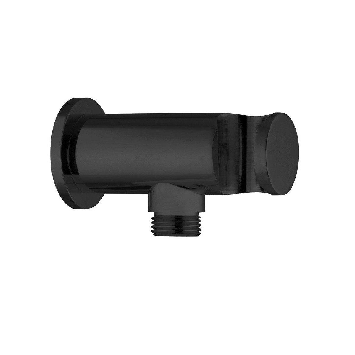 Prise d'eau et support douchette ronde métal noir - THEWA AC163NE 