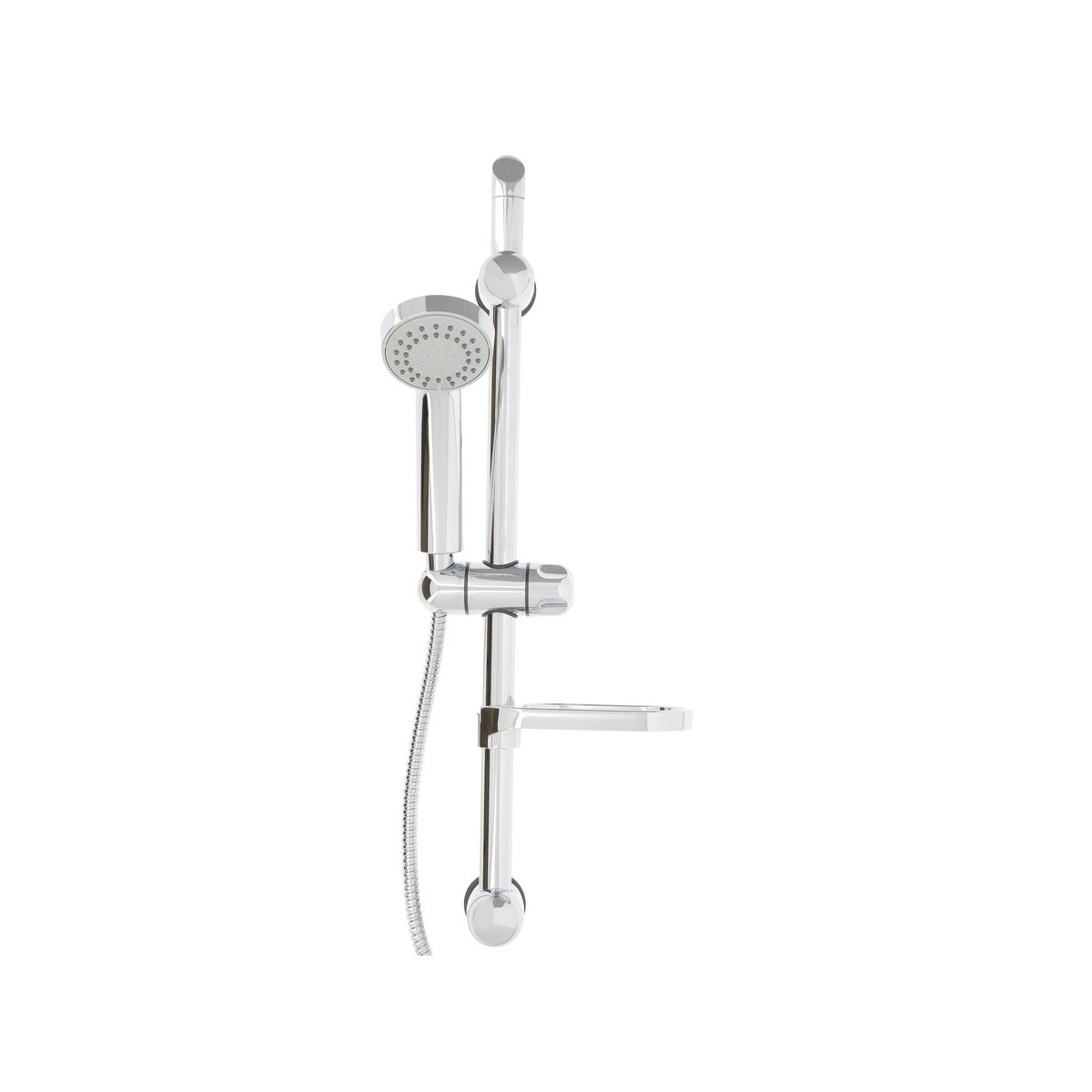 Barre de douche inox chromée 60 cm avec douchette 3 jets flexible 175 cm et porte-savon - THEWA AGH175BA 