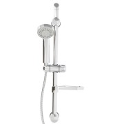 Barre de douche inox chromée 60 cm avec douchette 3 jets flexible 175 cm et porte-savon - THEWA AGH175BA 