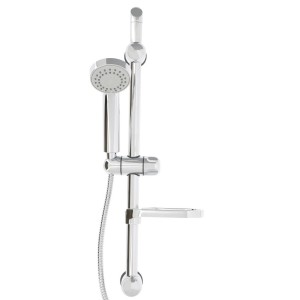 Barre de douche inox chromée 60 cm avec douchette 3 jets flexible 175 cm et porte-savon - THEWA AGH175BA 