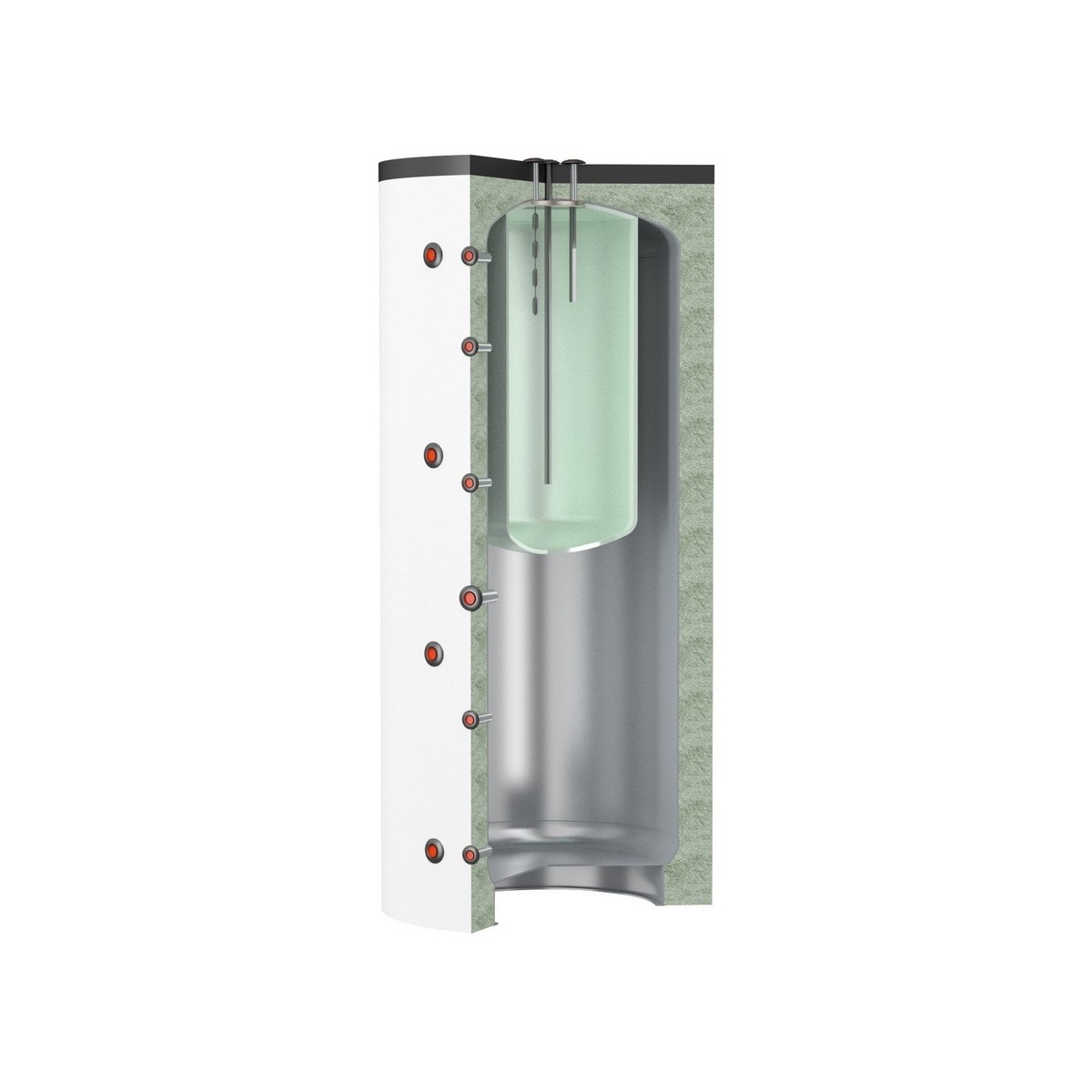 Ballon combiné chauffage 2000 L production ECS bain-marie 566 L cuve acier isolation polyester amovible - THERMADOR BBM2000HE 