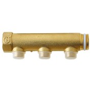 Collecteur composable laiton 1"1/4 3 sorties 1/2" mâle entraxe 50 mm à compression chauffage et sanitaire - THERMADOR COL333 