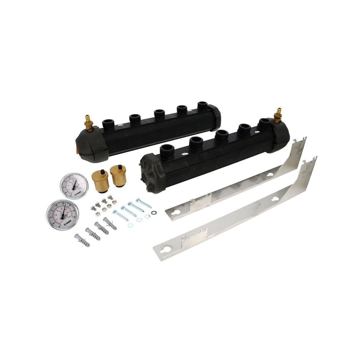 Collecteur géothermie prémonté 2 circuits raccordement 1"1/4 dérivation 42x2,5 TR entraxe 100 mm 6 bar - THERMADOR COLGEO2C 