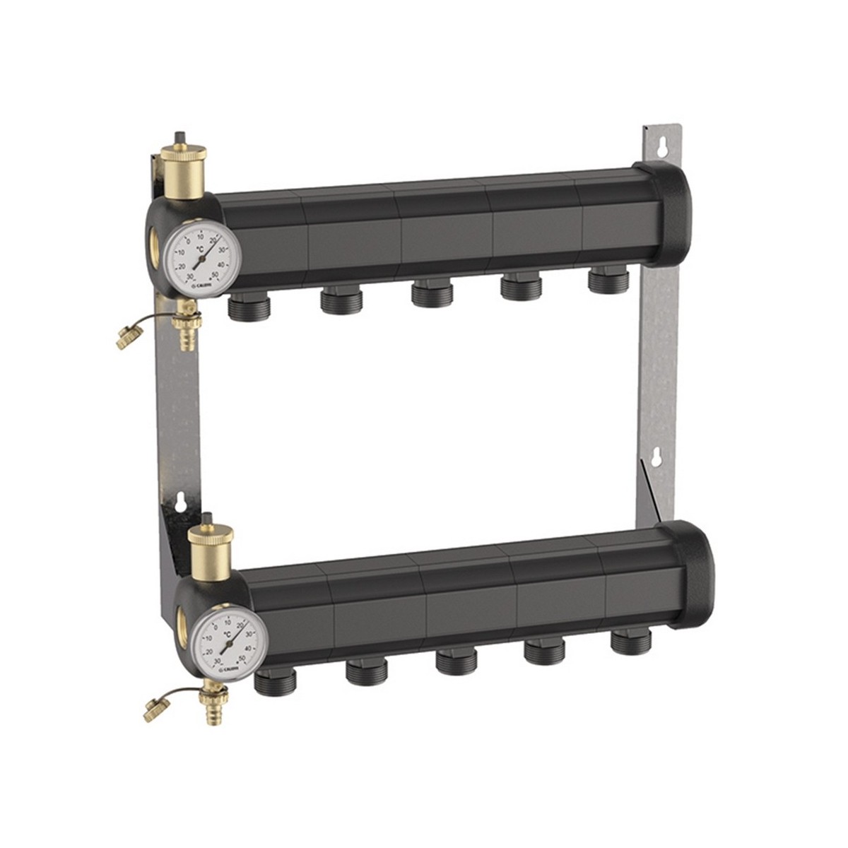 Collecteur géothermie prémonté 5 circuits raccordement 1"1/4 dérivation 42x2,5 TR entraxe 100 mm 6 bar - THERMADOR COLGEO5C 