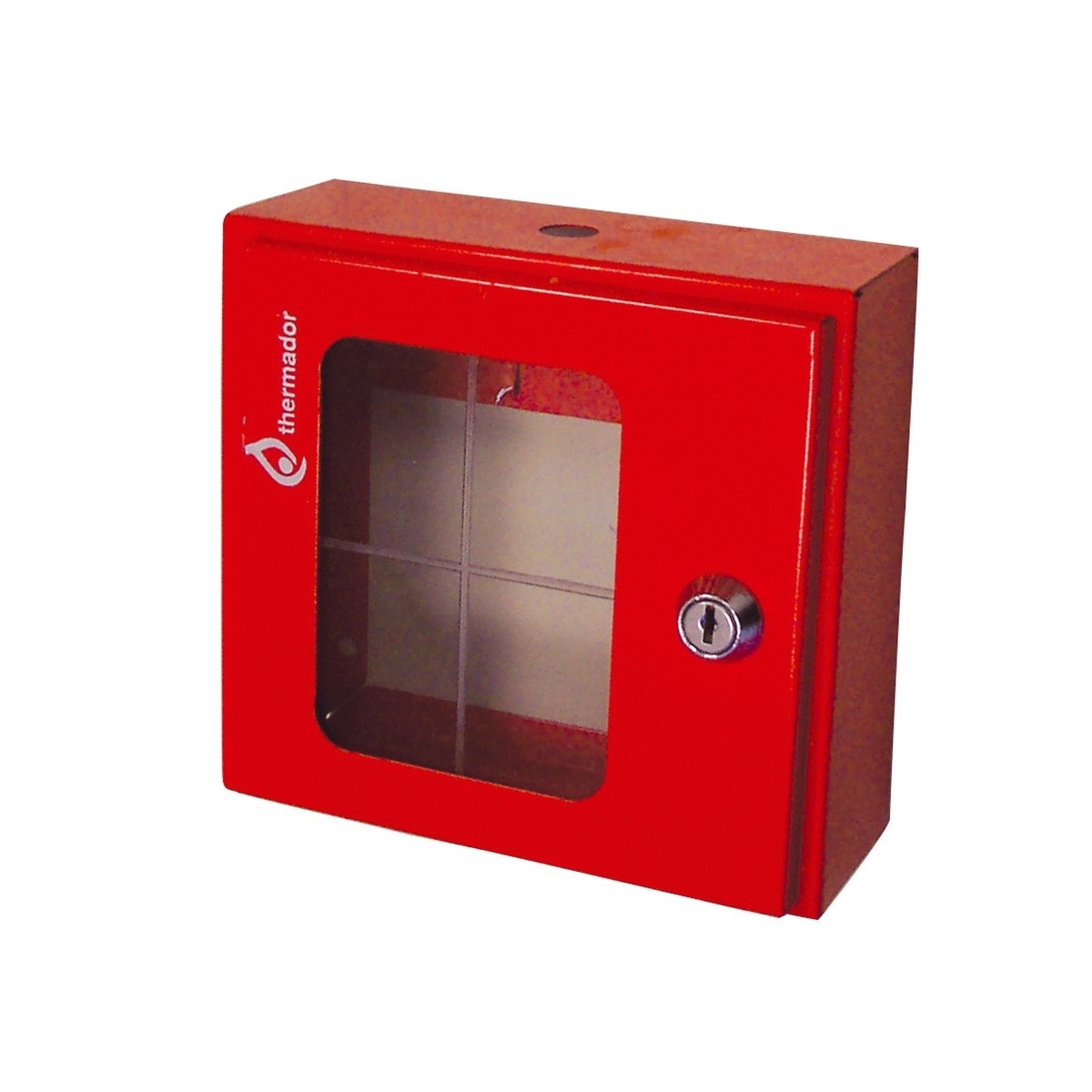 Coffret vanne police rouge sous verre dormant 165 x 55 x 60 mm avec serrure - THERMADOR CVP 