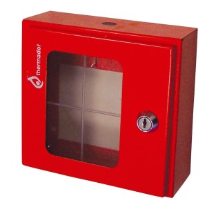 Coffret vanne police rouge sous verre dormant 165 x 55 x 60 mm avec serrure - THERMADOR CVP 