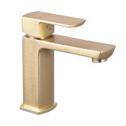Mitigeur pour lavabo DOUR design carré laiton brossé avec vidage clic-clac assorti - THEWA DOU14L 