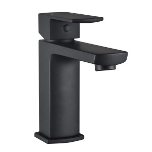 Mitigeur pour lavabo DOUR design carré noir avec vidage clic-clac assorti - THEWA DOU14N 