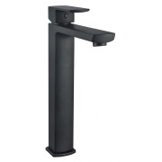 Mitigeur haut pour lavabo DOUR design carré noir avec vidage clic-clac assorti - THEWA DOU17N 