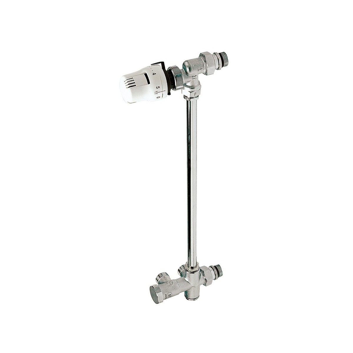 Kit thermostatique répartiteur bitube sortie murale avec robinet équerre inversée 1/2" et tête TTC - THERMADOR ERB16 