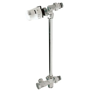 Kit thermostatique répartiteur bitube sortie murale avec robinet équerre inversée 1/2" et tête TTC - THERMADOR ERB16 