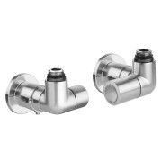 Robinet thermostatisable double équerre droite métal brossé pour radiateur et sèche-serviettes M23x1,5 - THERMADOR ERDMB 