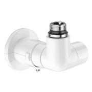 Robinet thermostatisable équerre blanc pour radiateur et sèche-serviettes tube M23x1,5 radiateur 1/2" - THERMADOR EREBL 