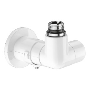 Robinet thermostatisable équerre blanc pour radiateur et sèche-serviettes tube M23x1,5 radiateur 1/2" - THERMADOR EREBL 
