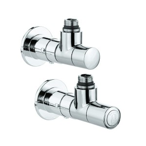 Robinet thermostatisable équerre chromé pour radiateur et sèche-serviettes tube M23x1,5 radiateur 1/2" - THERMADOR ERECH 
