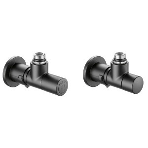 Robinet thermostatisable équerre noir pour radiateur et sèche-serviettes tube M23x1,5 radiateur 1/2" - THERMADOR ERENO 