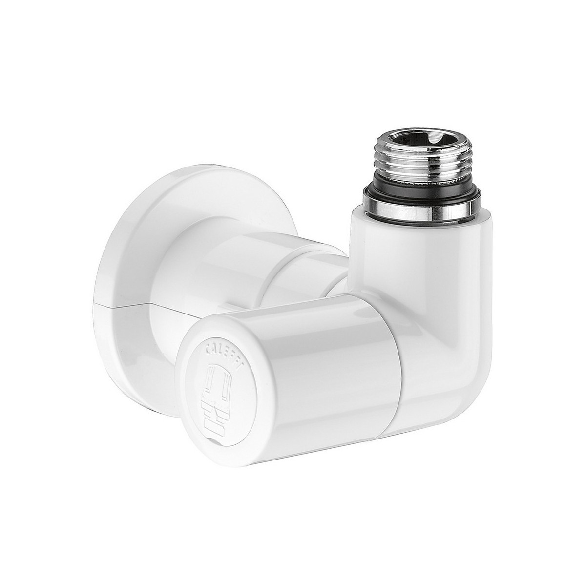 Robinet thermostatisable double équerre gauche blanc radiateur et sèche-serviettes tube M23x1,5 1/2" - THERMADOR ERGBL 
