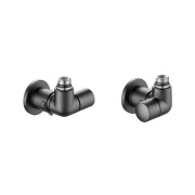 Robinet thermostatisable double équerre gauche noir radiateur et sèche-serviettes tube M23x1,5 1/2" - THERMADOR ERGNO 