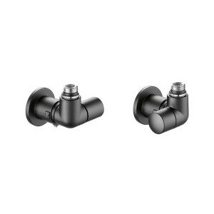 Robinet thermostatisable double équerre gauche noir radiateur et sèche-serviettes tube M23x1,5 1/2" - THERMADOR ERGNO 