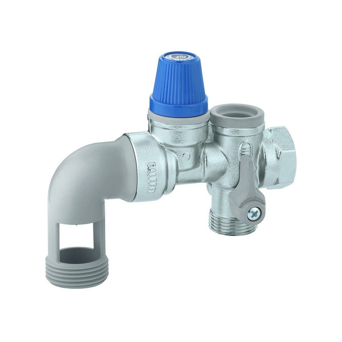 Groupe de sécurité coudé siège inox chromé 3/4" pour chauffe-eau jusqu'à 10 kW NF - THERMADOR GS20CI 