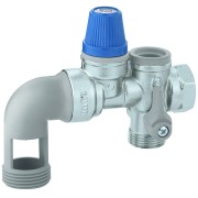 Groupe de sécurité coudé siège inox chromé 3/4" pour chauffe-eau jusqu'à 10 kW NF - THERMADOR GS20CI 