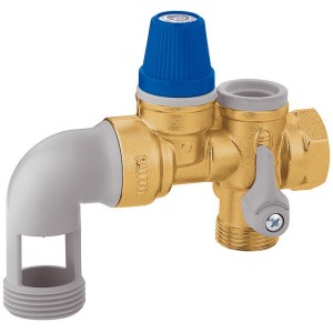 Groupe de sécurité coudé siège inox chromé 3/4" renforcé pour chauffe-eau 10 kW NF - THERMADOR GS20CLI 