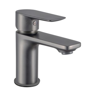 Mitigeur bas pour lavabo JEZIORO graphite mat avec vidage clic-clac coupelle assortie - THEWA JEZ15GM 