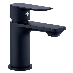 Mitigeur pour lavabo JEZIORO noir avec vidage clic-clac coupelle métal assortie - THEWA JEZ15N 