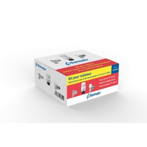 Kit 3 pièces radiateur EUROPE équerre DN12 avec tête thermostatique et coude de réglage - THERMADOR K3PE12ECR 
