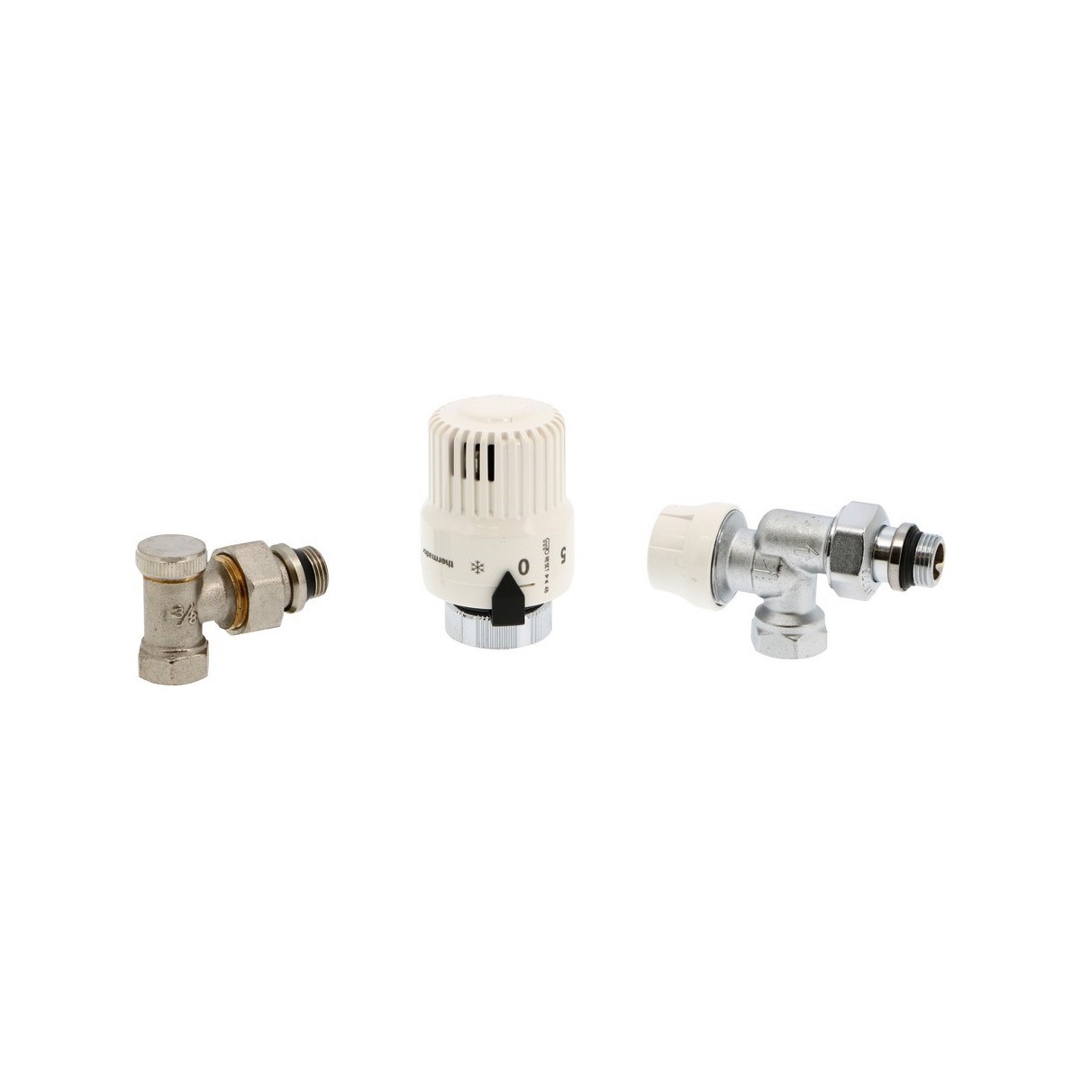 Kit 3 pièces radiateur EUROPE équerre inversée DN12 tête et corps thermostatiques + coude - THERMADOR K3PE12EICR 